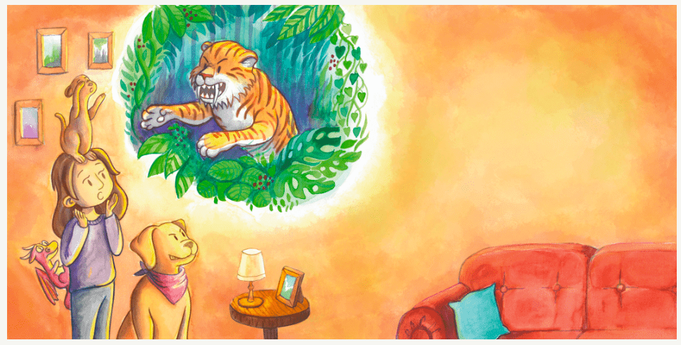 Ilustracja akwarelowa do książki, rozkładówka