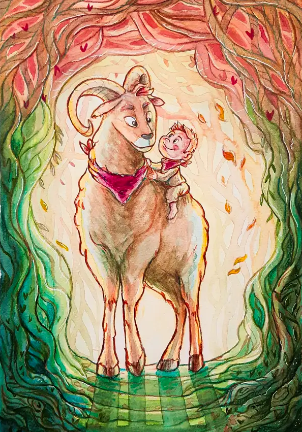 Ilustracja dziecięca akwarelowa inspirowana znakiem zodiaku